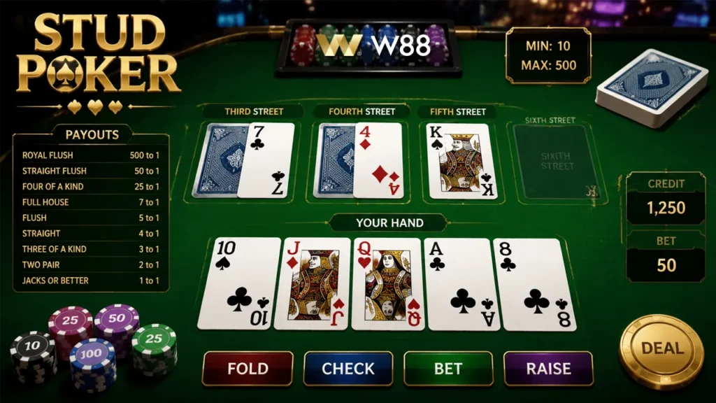 cách chơi bài Stud Poker